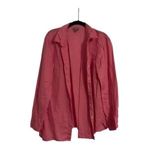 J. Jill Top Woman 100% Linen Medium Pink